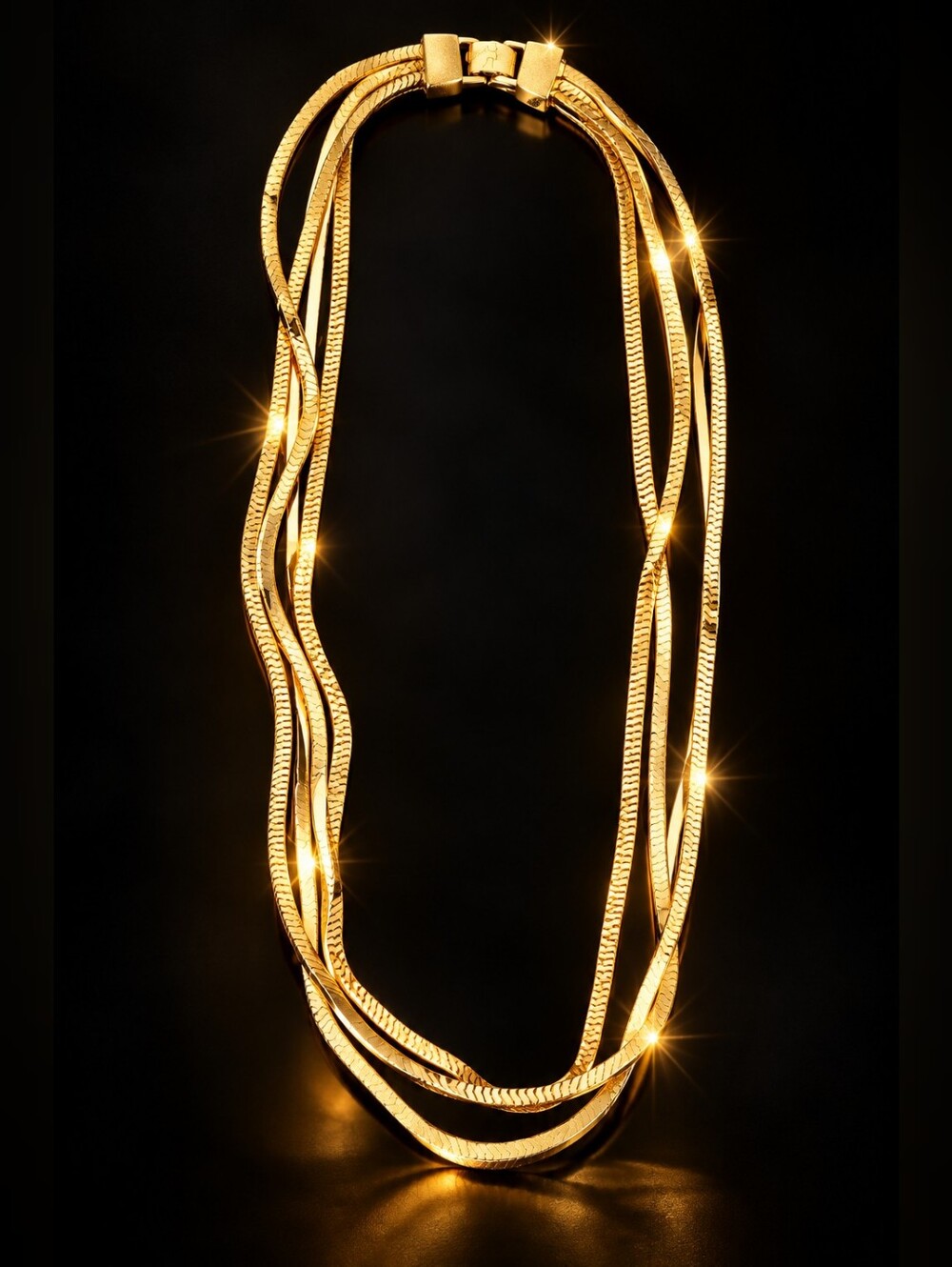 Vintage 80s Elegant Multi-Strand Gold Tone Necklace